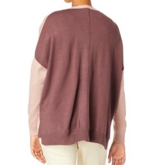 Marla Layers SoftKNIT 2-Tone Unstructured Cardigan 781-162 WOODROSE/PLUMBERRY L - Picture 2 of 2